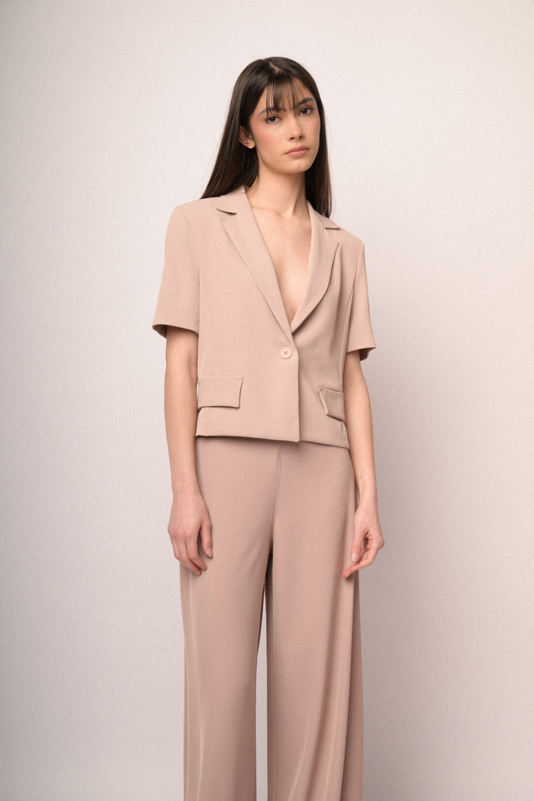 Blazer fluido a maniche corte rosa pastello