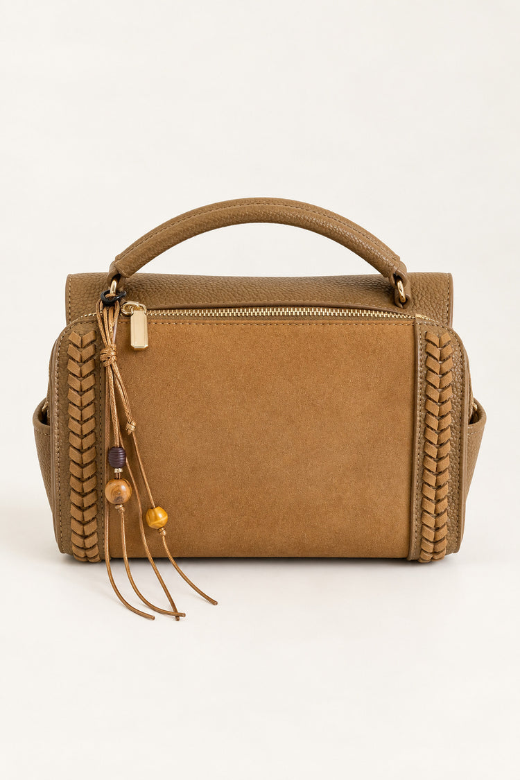 Borsa velour a tracolla con treccia
