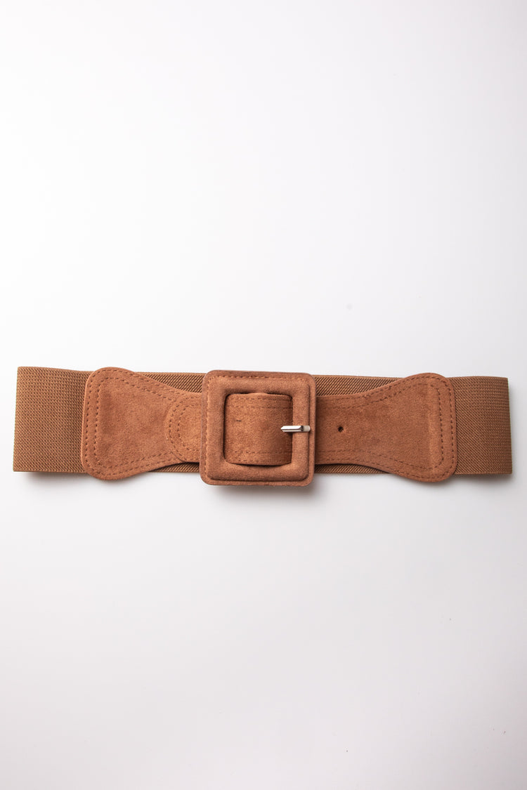 Cintura elastica con fibbia in faux suede