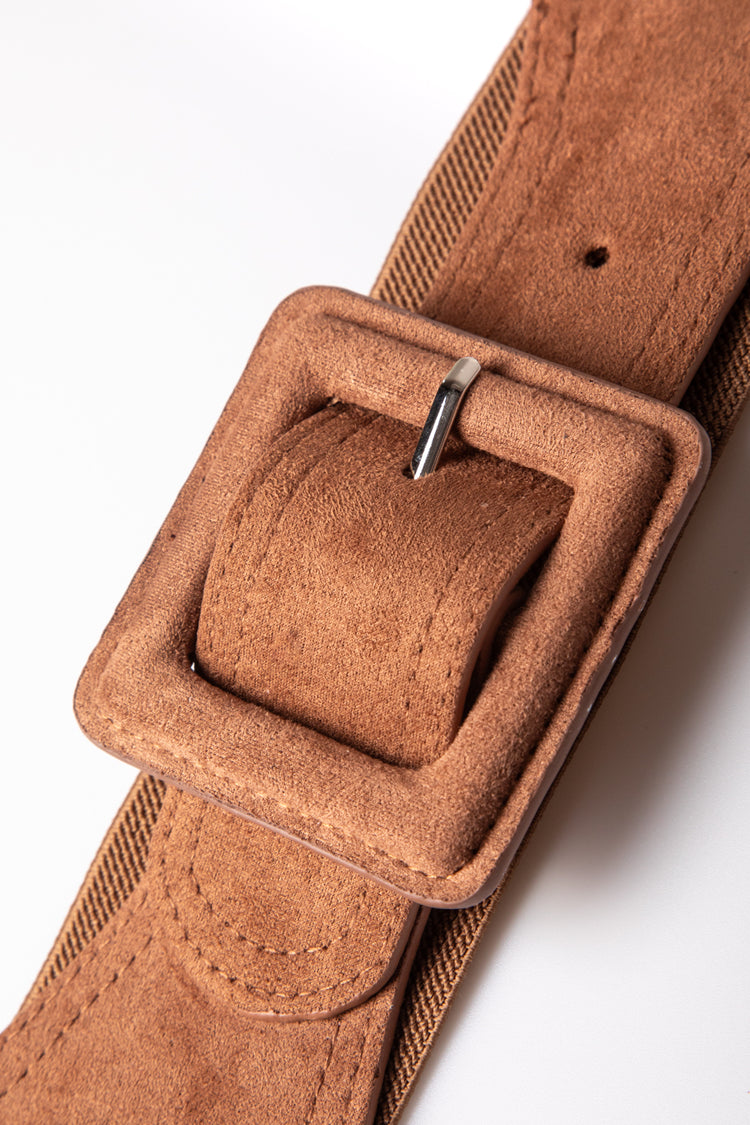 Cintura elastica con fibbia in faux suede