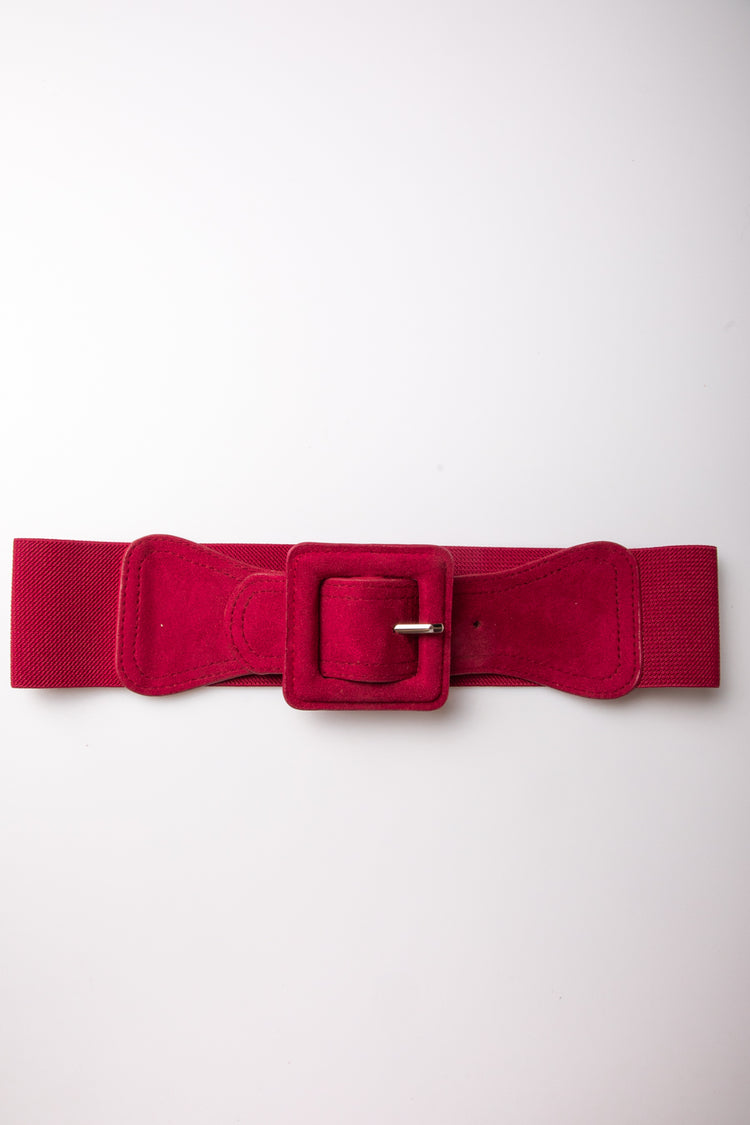 Cintura elastica con fibbia in faux suede