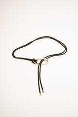 Cintura sottile nera ad anello con strass