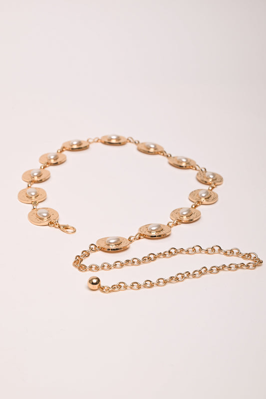 Cintura Gioiello Donna In Metallo, Stile Bohémien Con Ciondolo A Moneta - Oro/Argento Regolabile