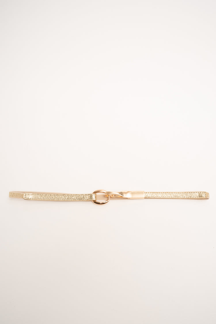 Cintura sottile dorata con fibbia