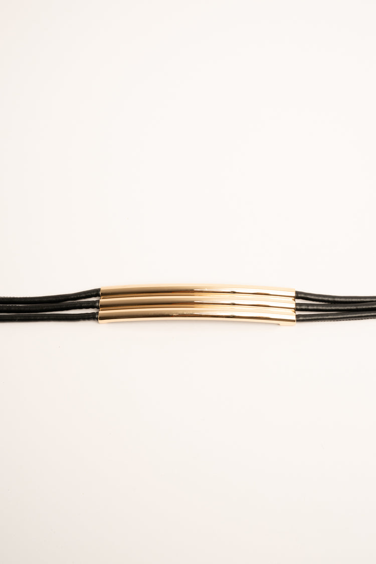 Cintura a fascia con tre cordini neri
