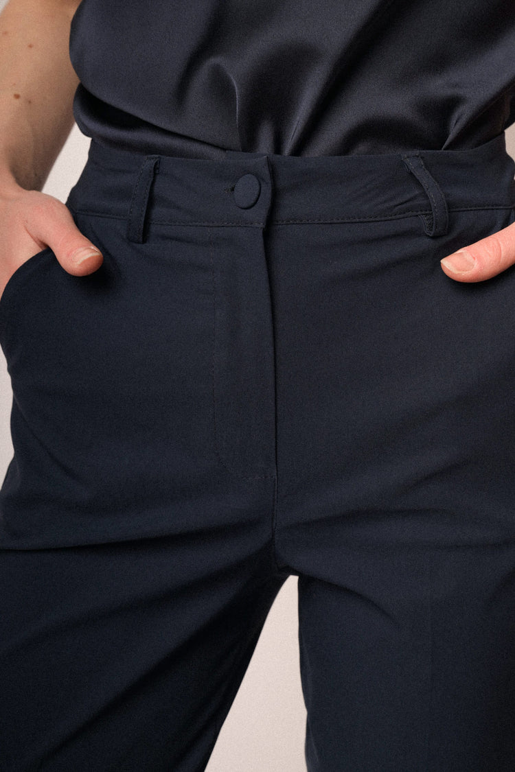 Pantaloni slim-fit misto viscosa blu con spacchetti
