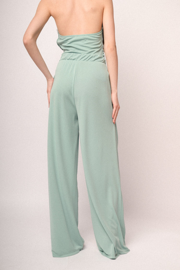Pantaloni palazzo fluidi verde acqua