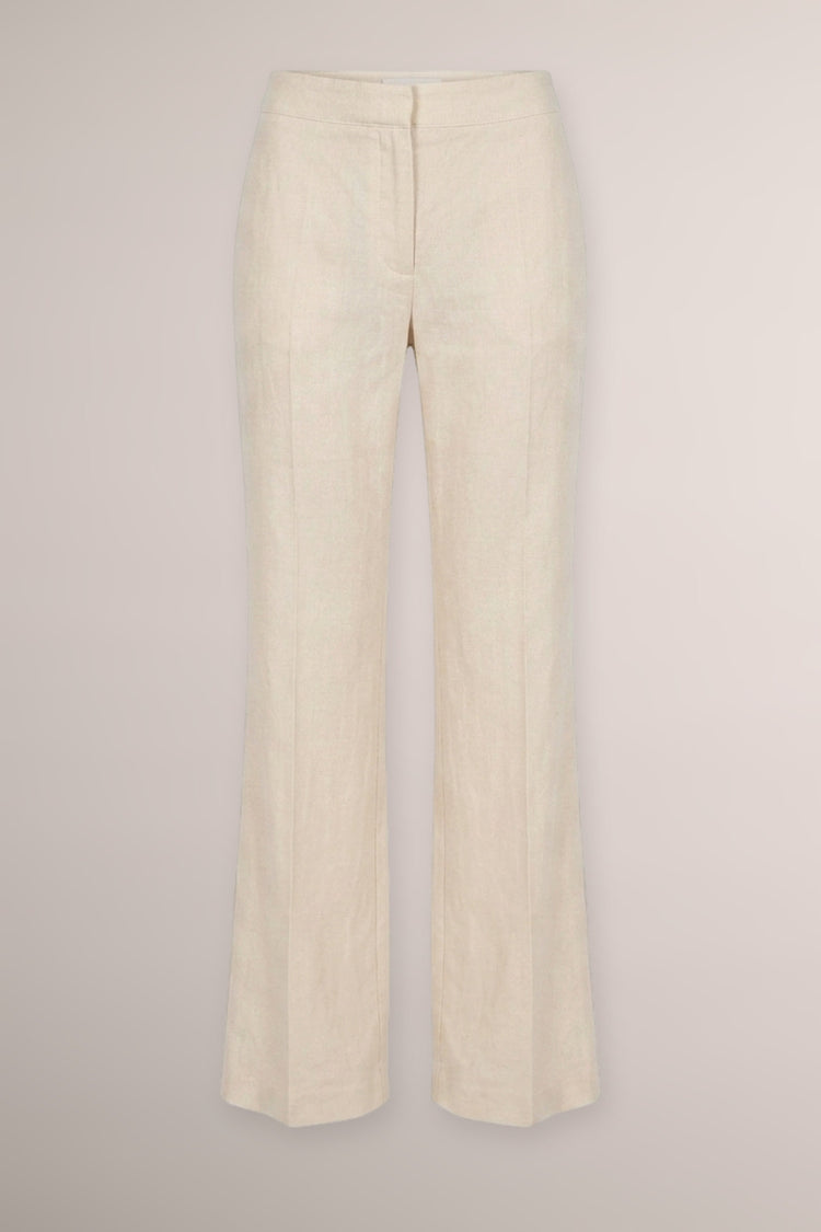 Pantaloni a gamba svasata misto lino beige