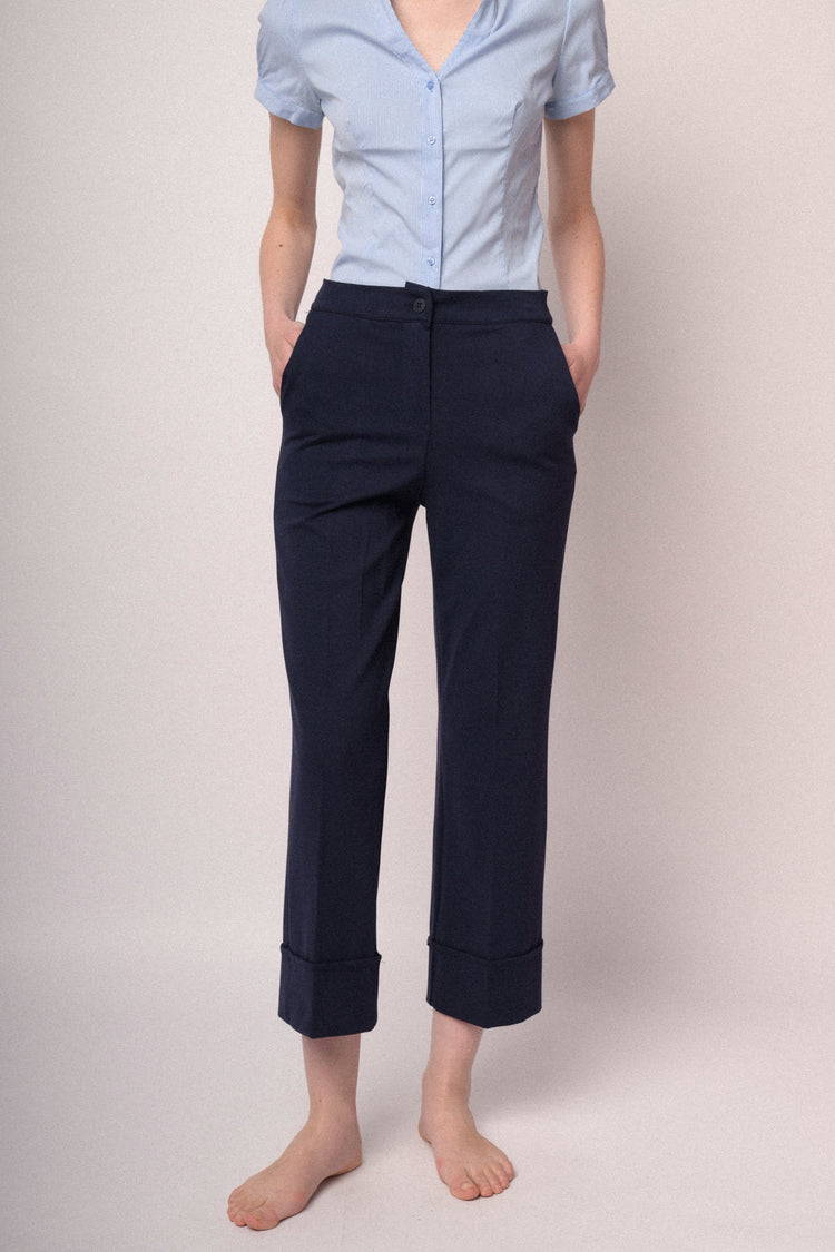 Pantaloni palazzo con risvolto