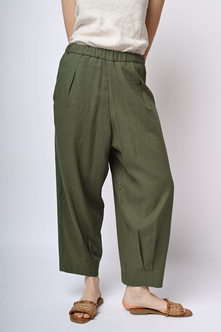 Pantaloni baggy in lino e viscosa