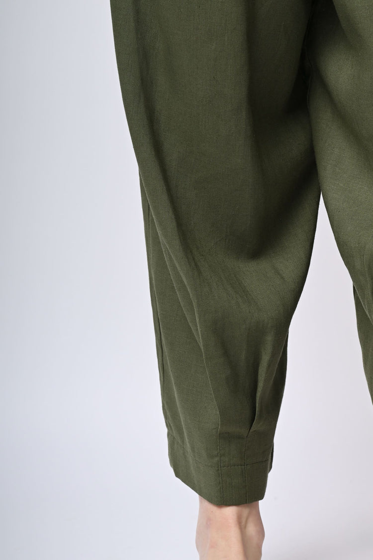 Pantaloni baggy in lino e viscosa