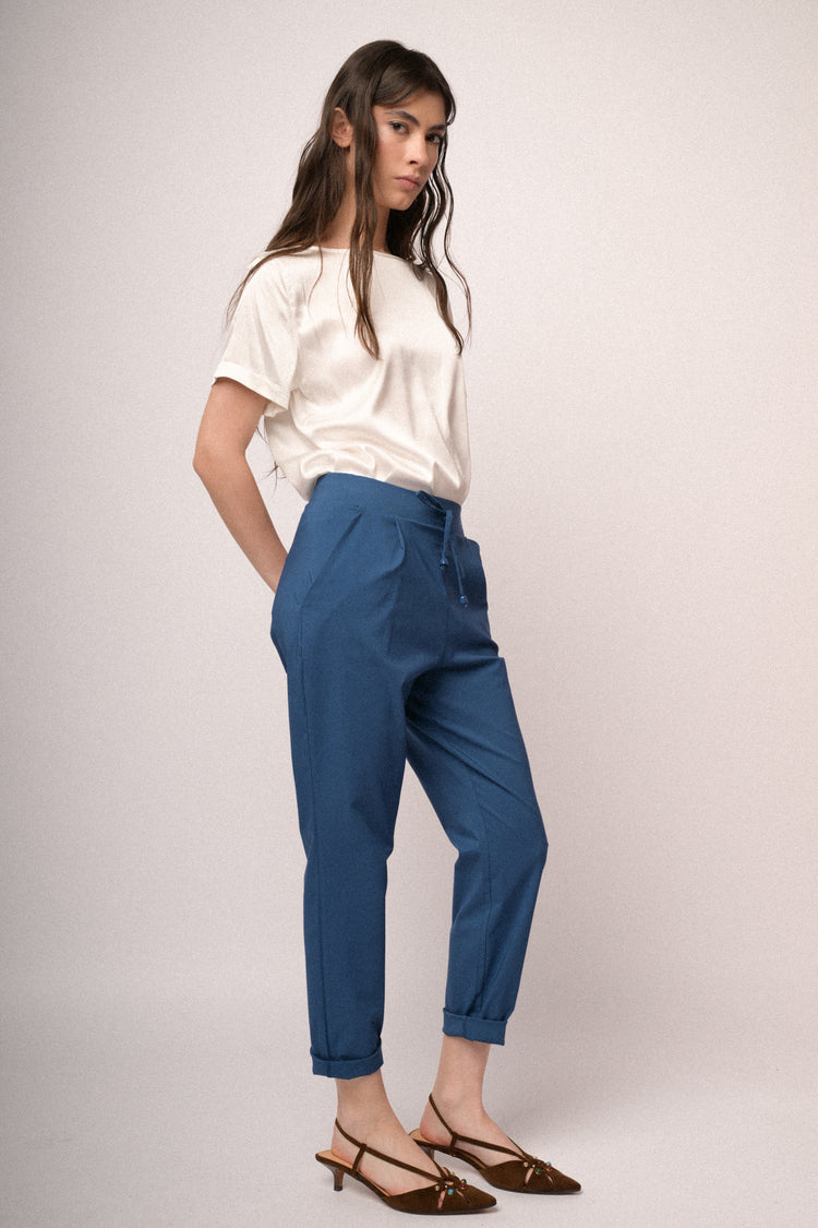 Pantaloni baggy con coulisse regolabile blu