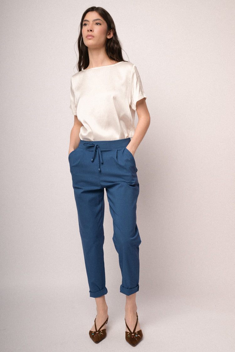 Pantaloni baggy con coulisse regolabile blu