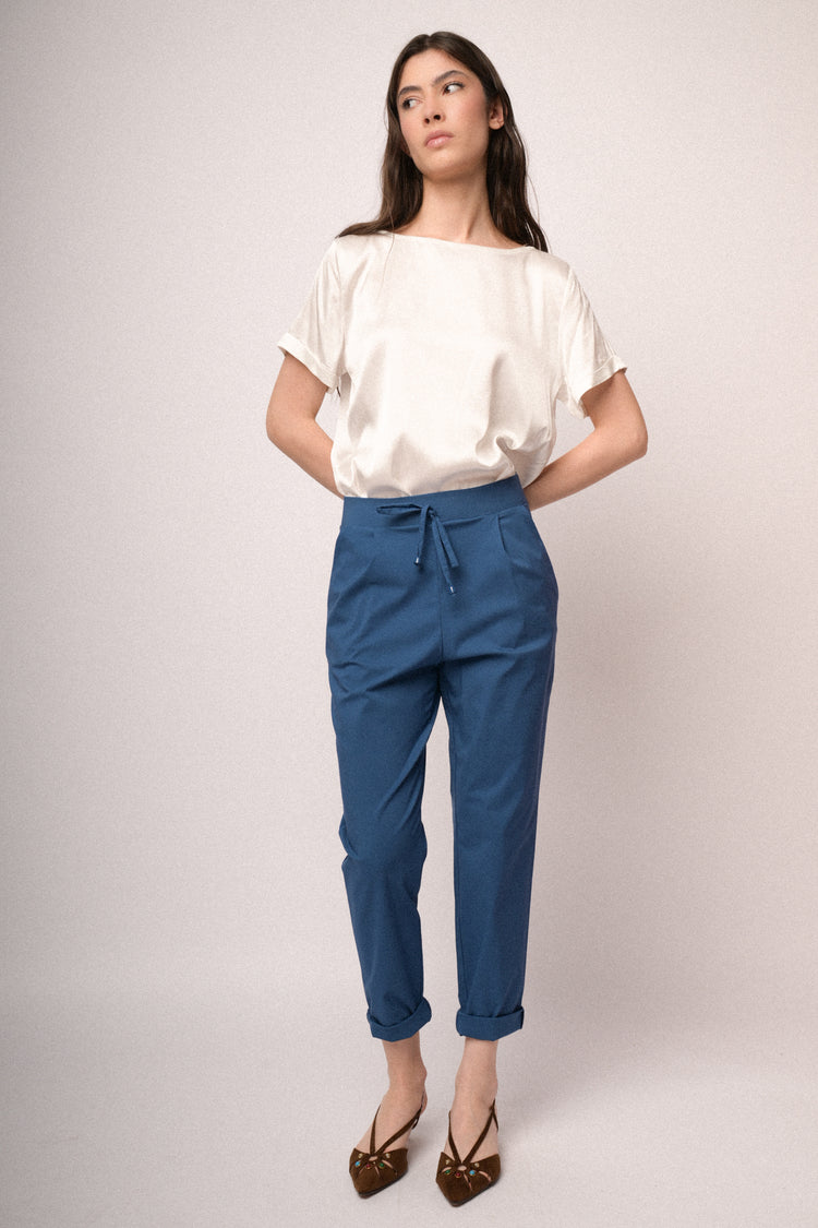 Pantaloni baggy con coulisse regolabile blu