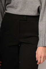 Pantaloni palazzo cropped neri con risvolto