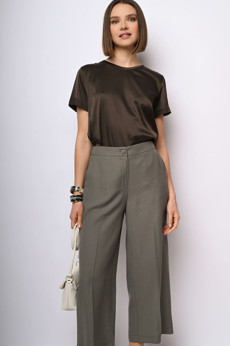 Pantaloni crop misto viscosa