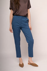Pantaloni slim-fit misto viscosa blu