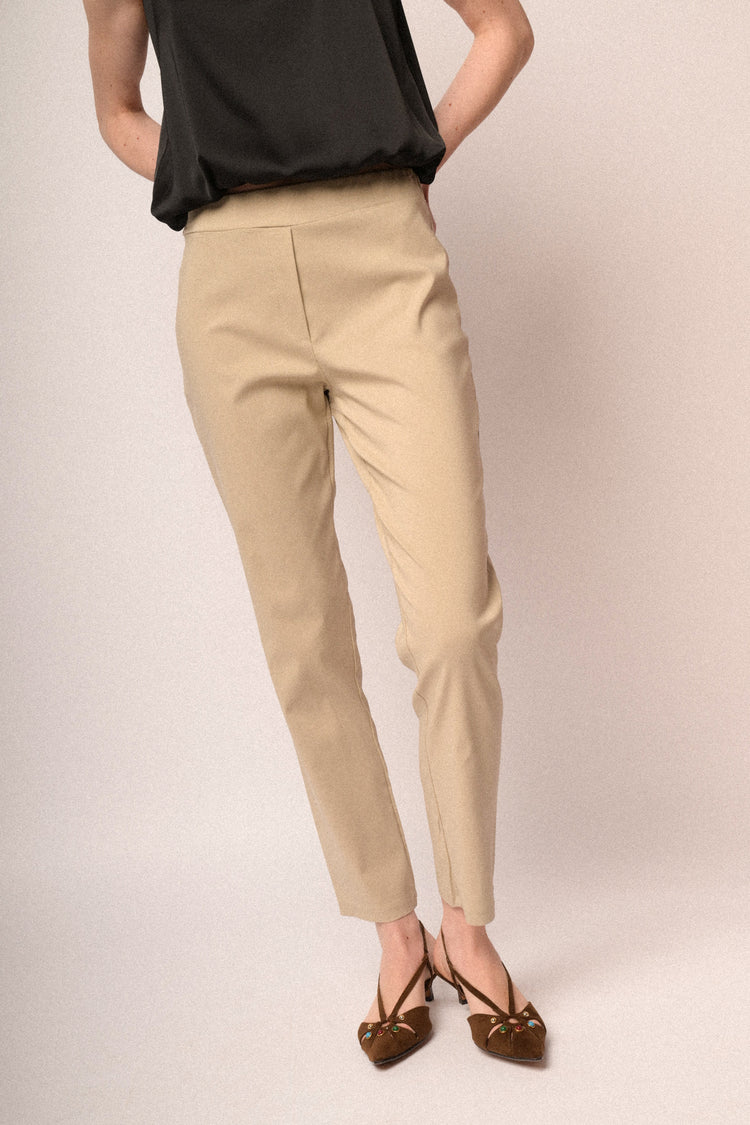 Pantaloni push-up misto viscosa beige