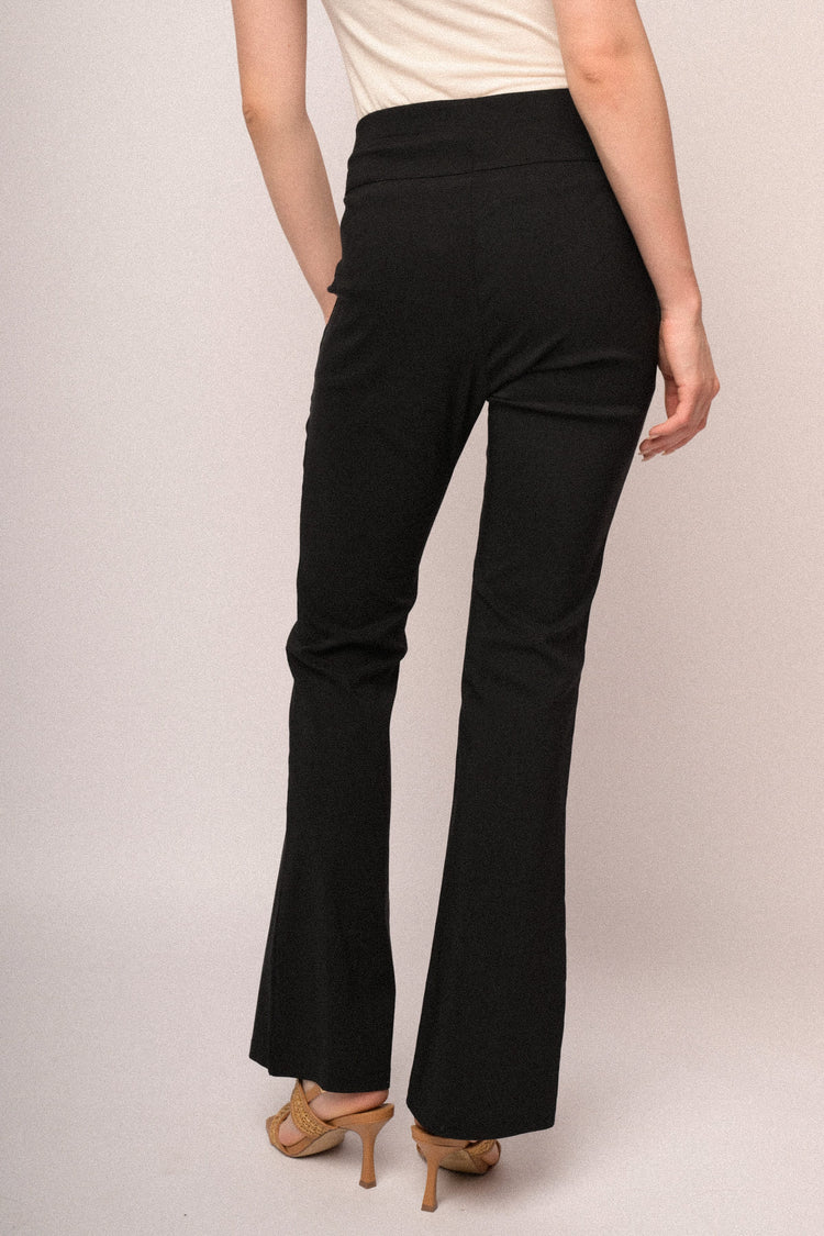 Pantaloni a gamba svasata misto viscosa neri