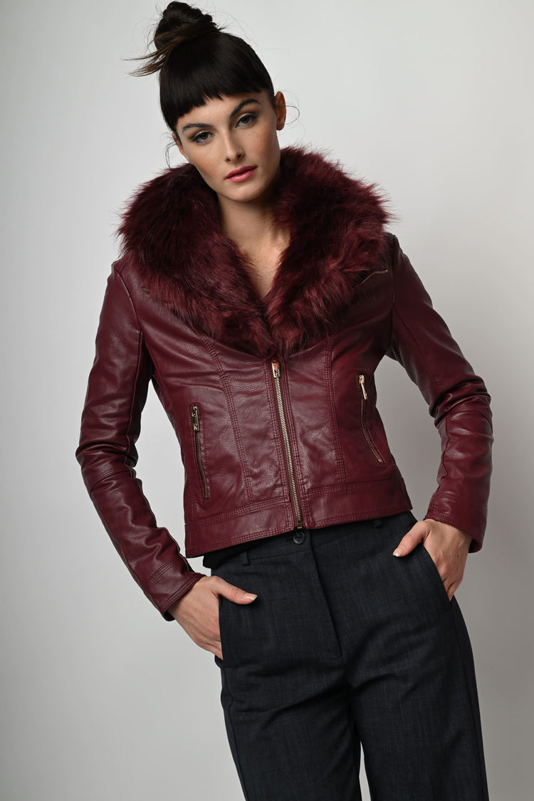 Giacca in similpelle e faux fur