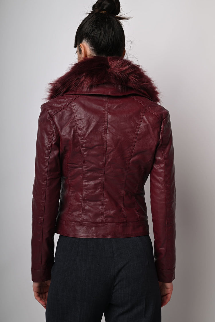 Giacca in similpelle e faux fur