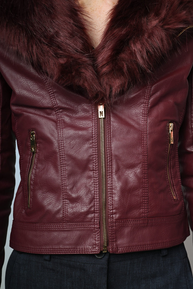 Giacca in similpelle e faux fur