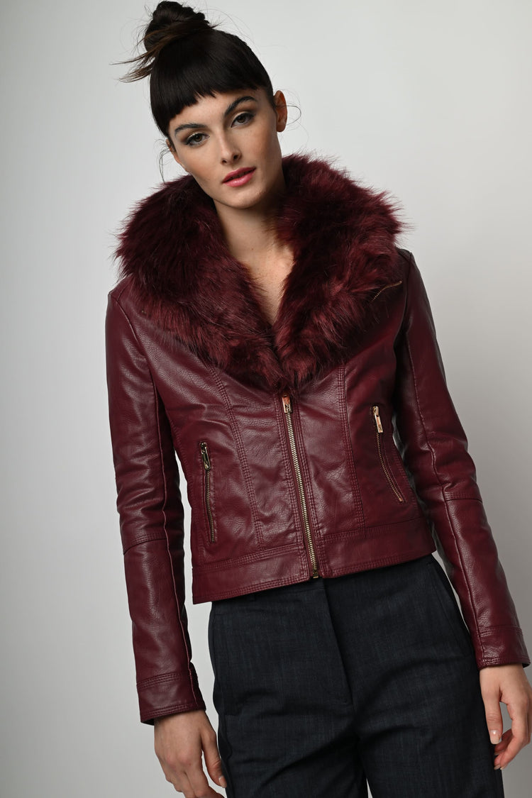 Giacca in similpelle e faux fur