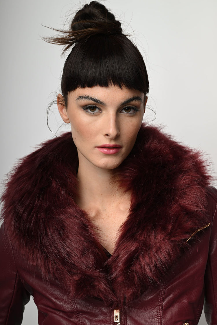 Giacca in similpelle e faux fur