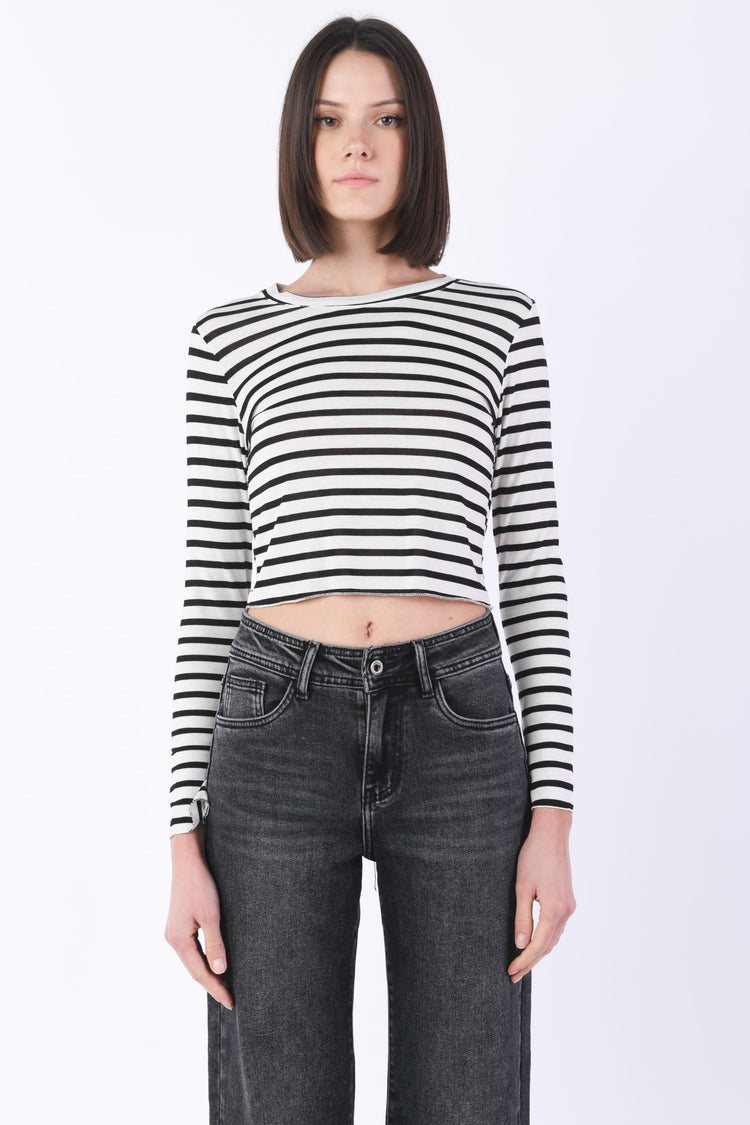 T-shirt crop a righe