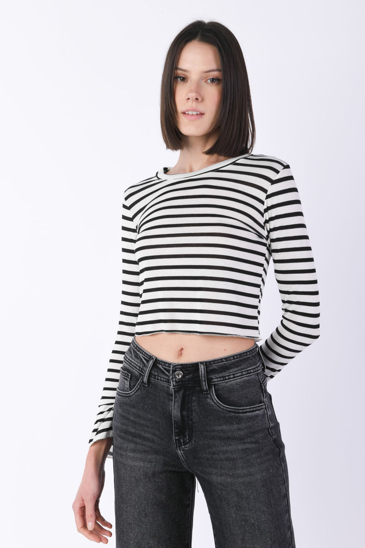 T-shirt crop a righe