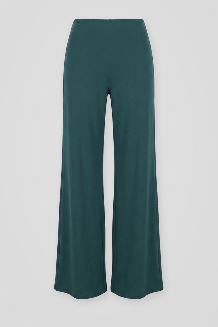 Pantaloni palazzo in jersey morbido verde petrolio