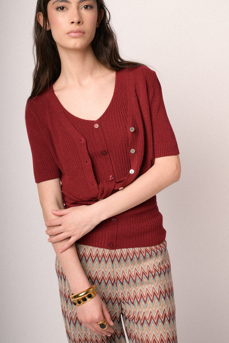 Cardigan laccetto manica corta