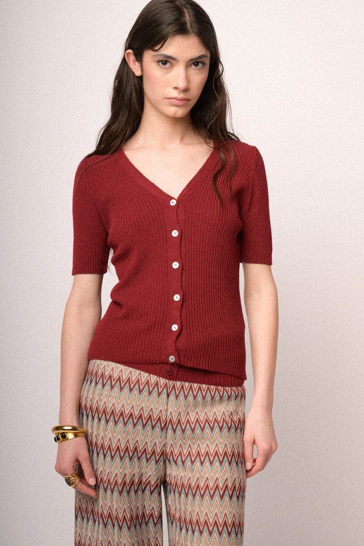 Cardigan laccetto manica corta