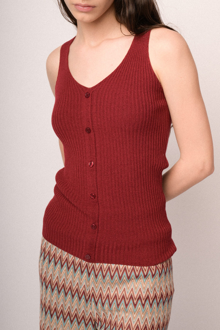 Top in maglia con bottoni