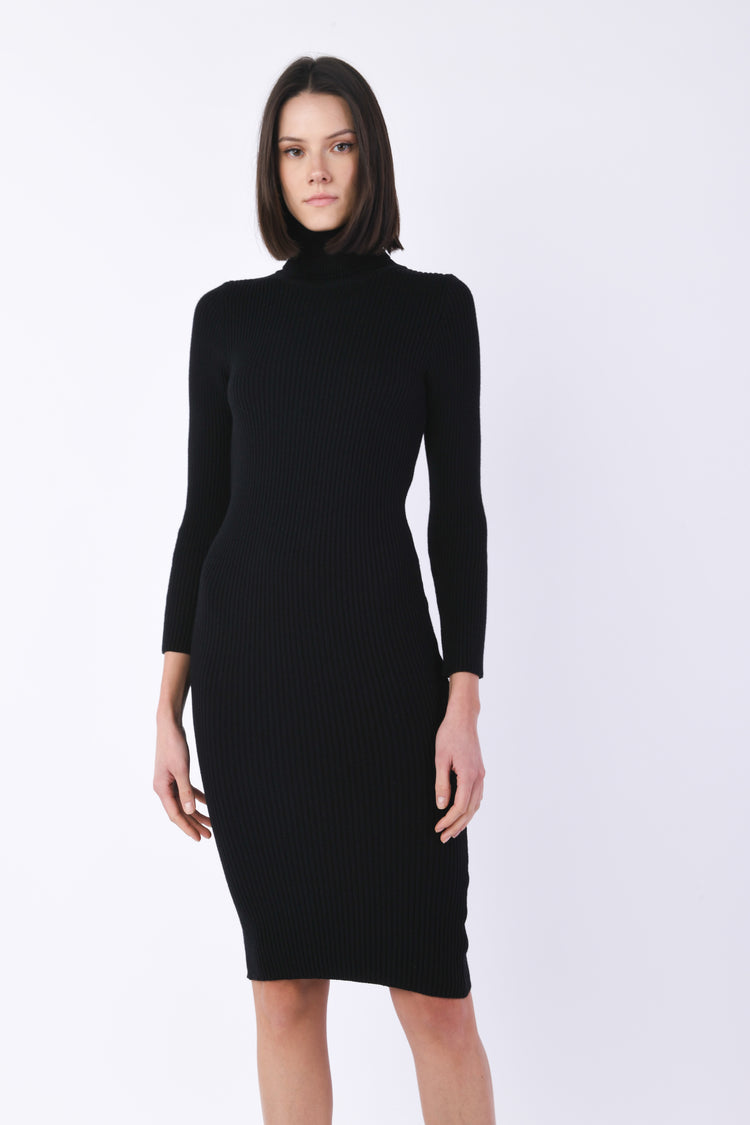 Abito midi in maglia a coste