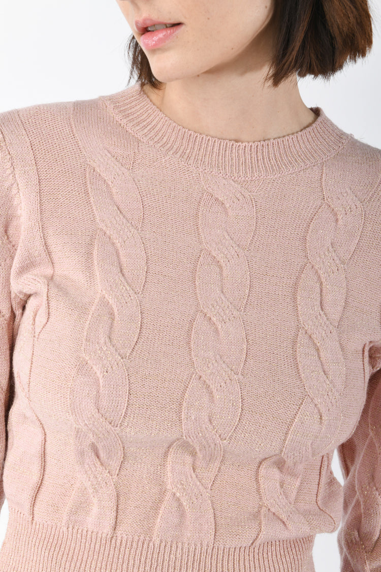 Pull a trecce in maglia lurex