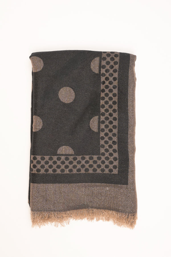 Sciarpa lurex a pois nera-beige