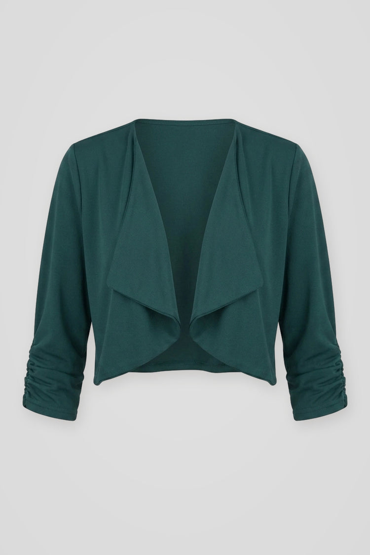 Bolero crop e fluente verde petrolio