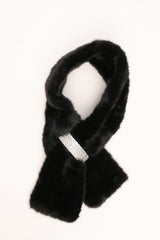Collo peloso con fibbia di strass nero