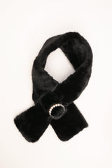 Collo peloso con fibbia rotonda nero