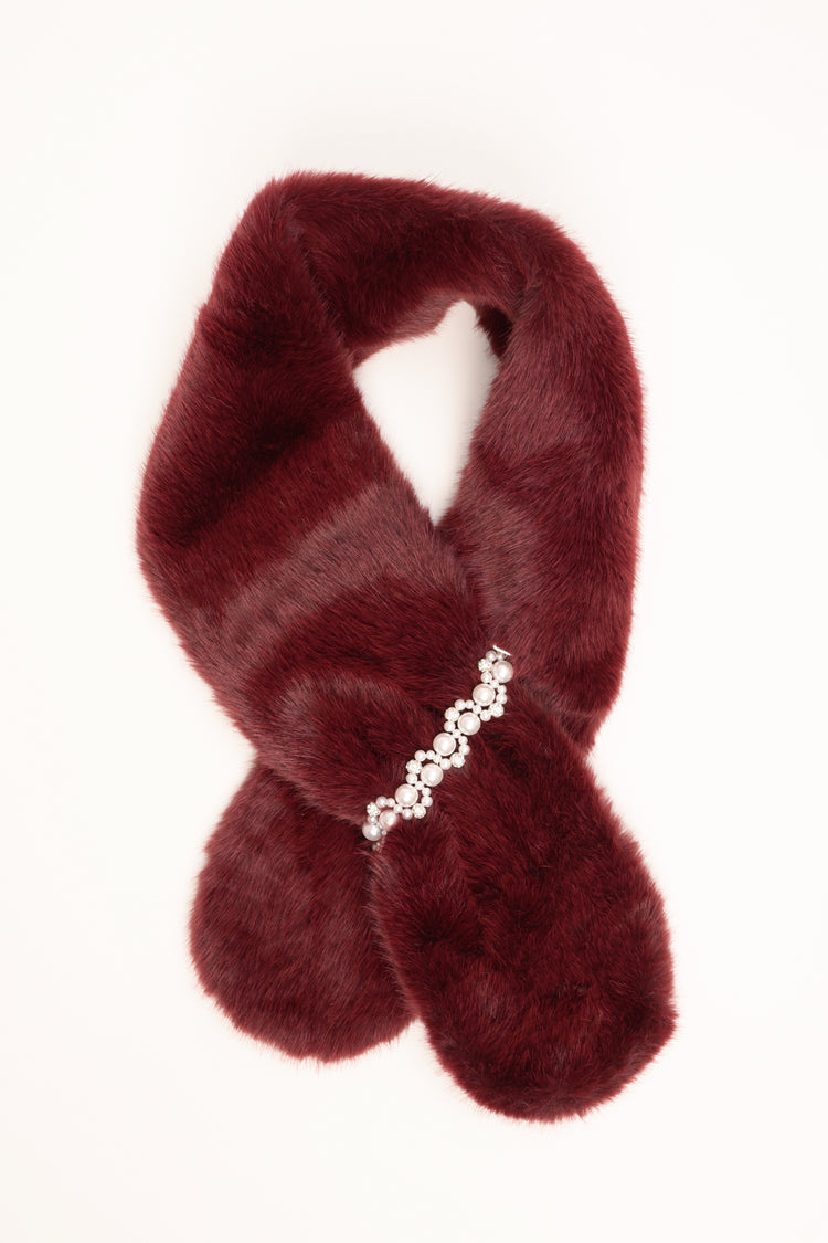 Collo peloso con sfere bordeaux