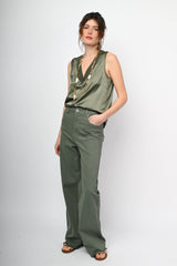 Pantaloni in drill a gamba ampia