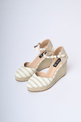 Espadrillas con zeppa a righe lurex