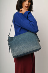Borsa in denim con decorazione in strass