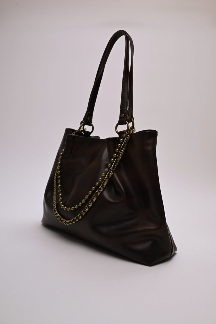 Borsa tote grande con doppia catena