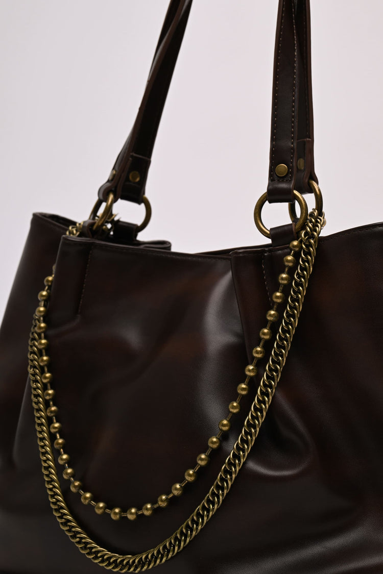 Borsa tote grande con doppia catena