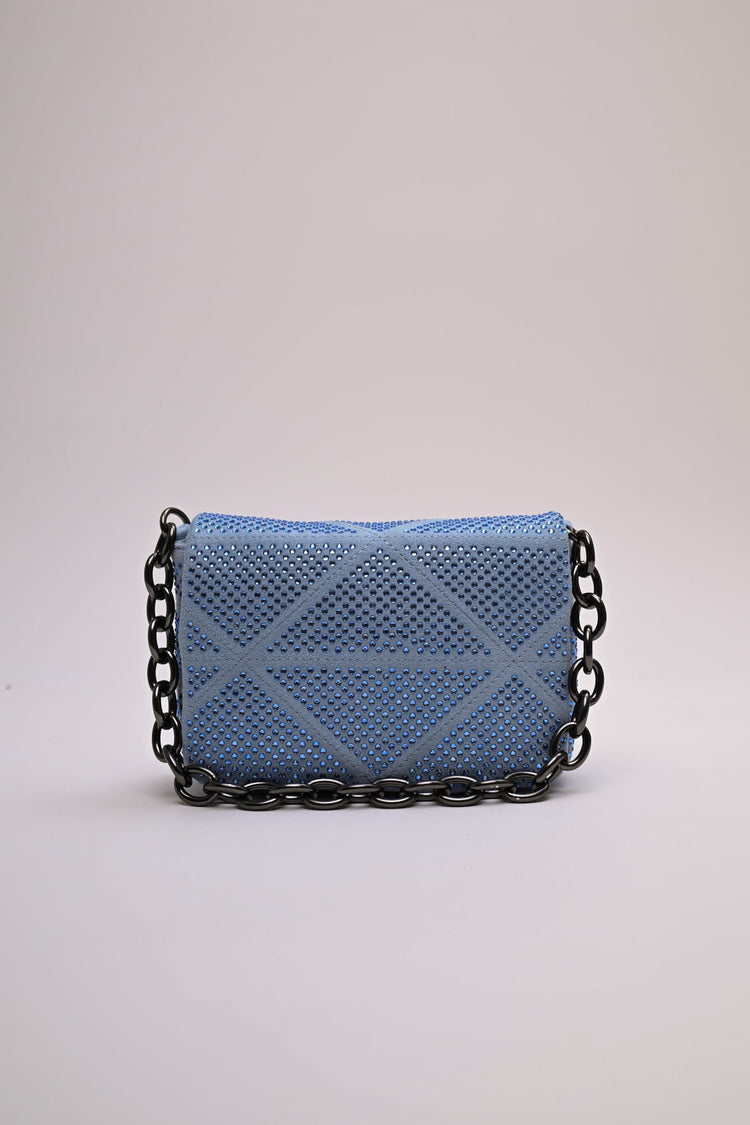 Borsa a tracolla in faux suede con strass
