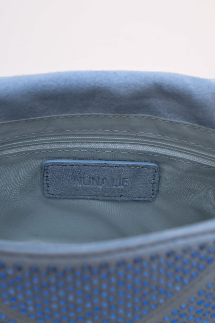 Borsa a tracolla in faux suede con strass