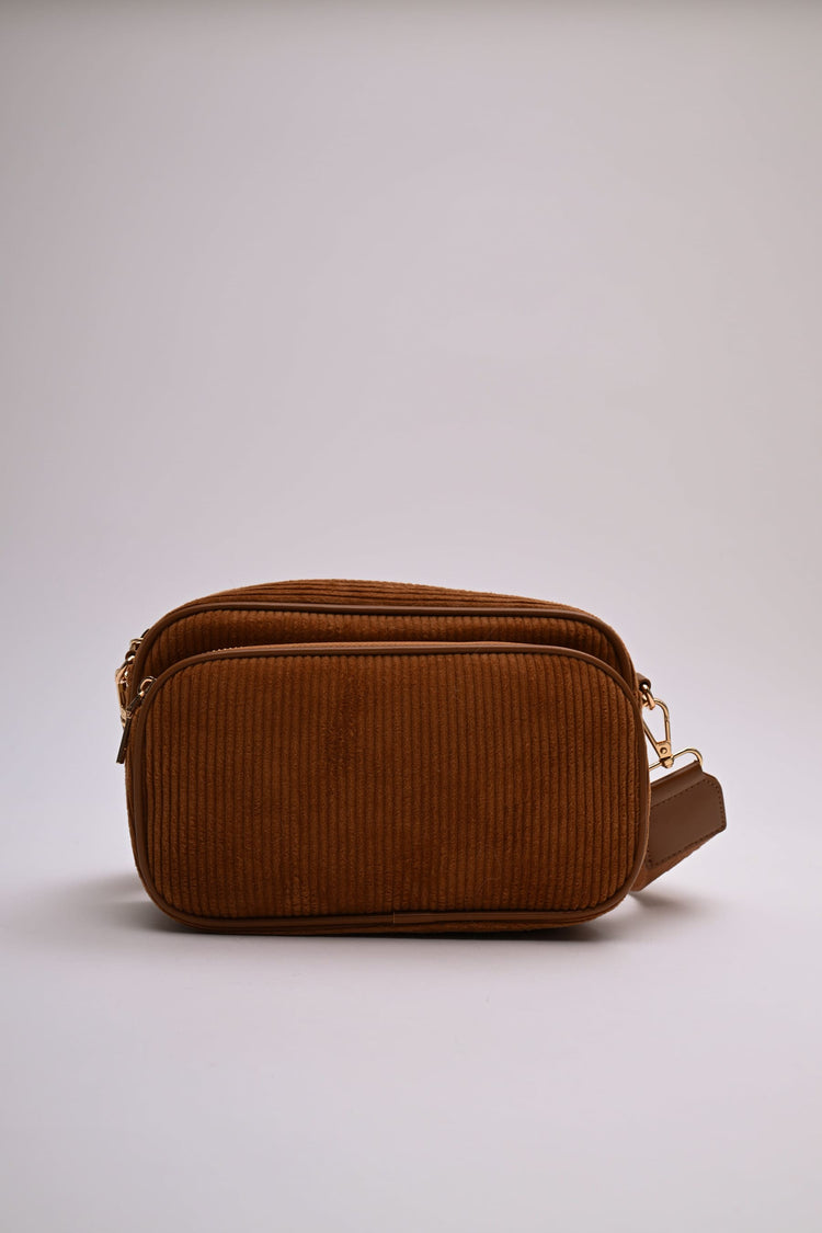 Borsa a tracolla in velluto a righe