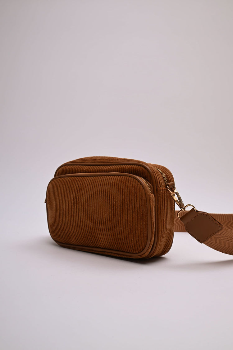 Borsa a tracolla in velluto a righe